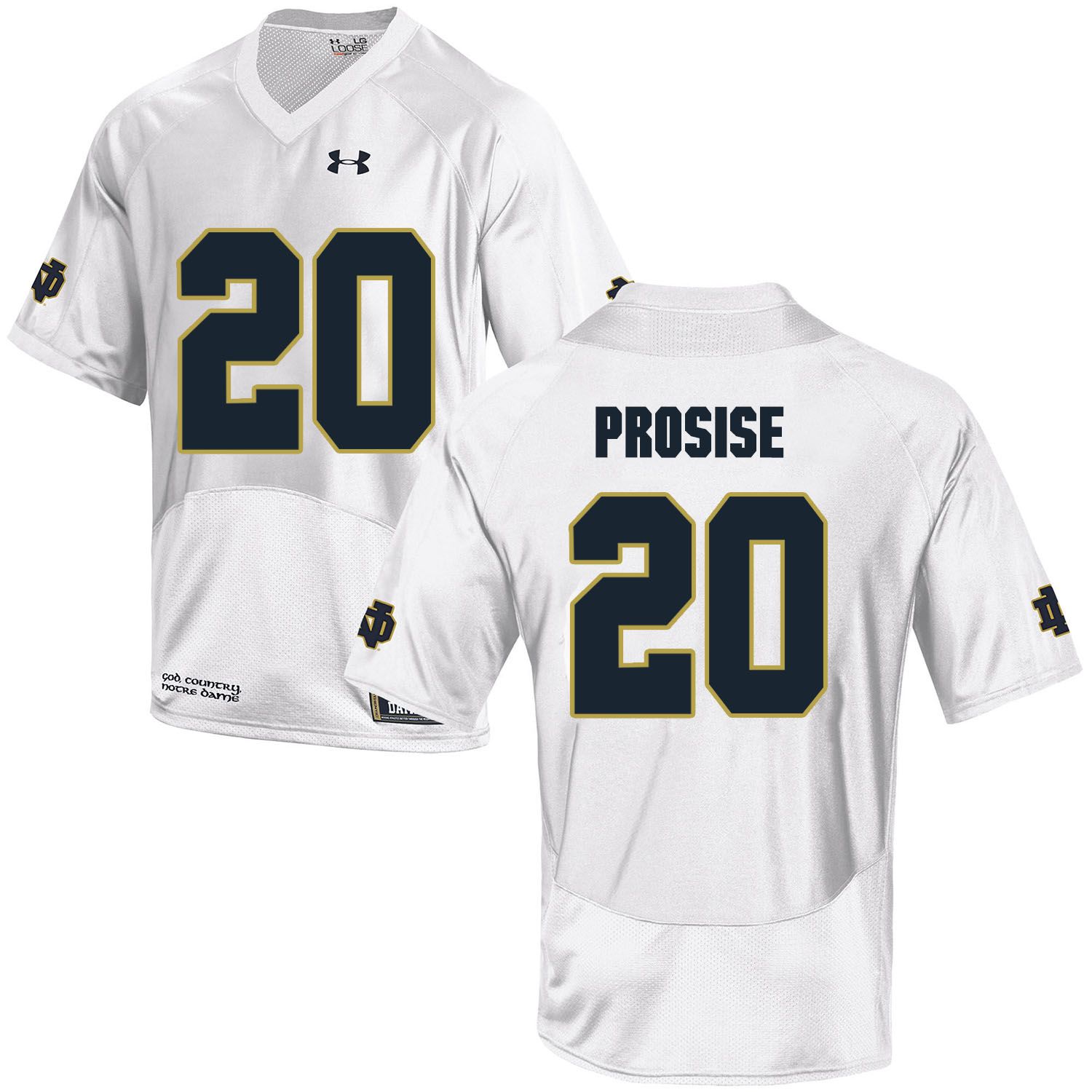 Men Norte Dame Fighting Irish #20 Prosise White Customized NCAA Jerseys->customized ncaa jersey->Custom Jersey